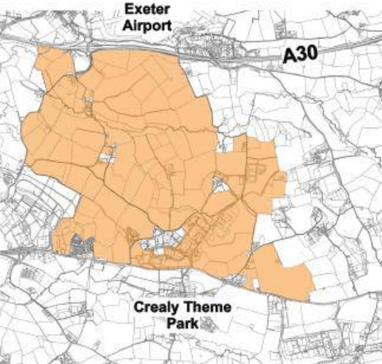 East Devon District Council new town location map