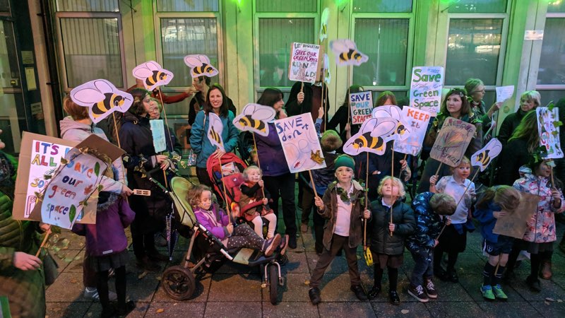 Clifton Hill green space campaigners demonstrate at Exeter City Council offices