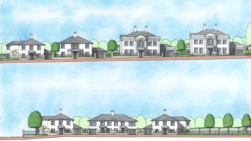 Front elevations of proposed development at Mount Radford Lawn