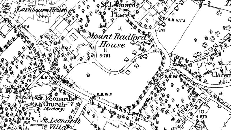 Map of Mount Radford Lawn in the late 19th Century