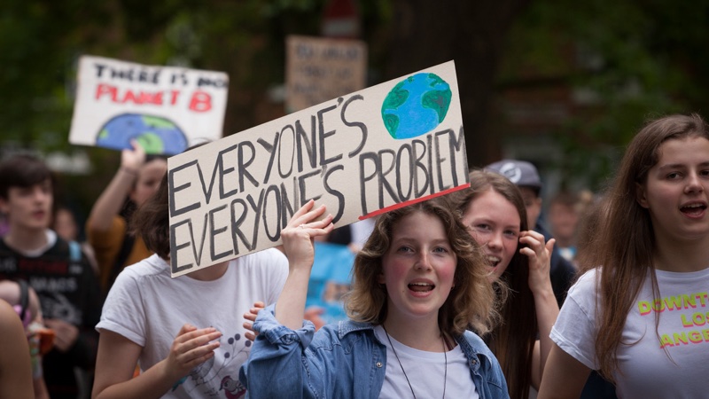 Exeter Youth Strike 4 Climate protestor with placard