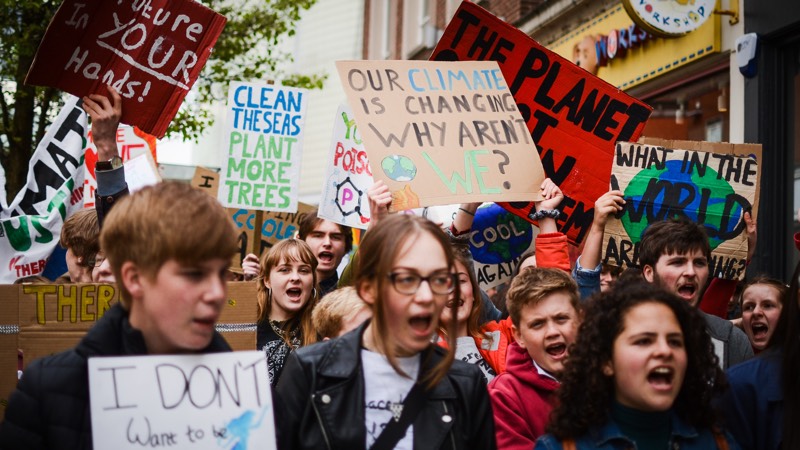 Exeter Youth Strike 4 Climate protestors with placards