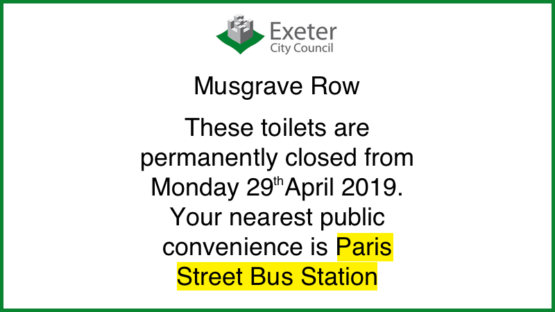 Exeter City Council public toilet closure notice