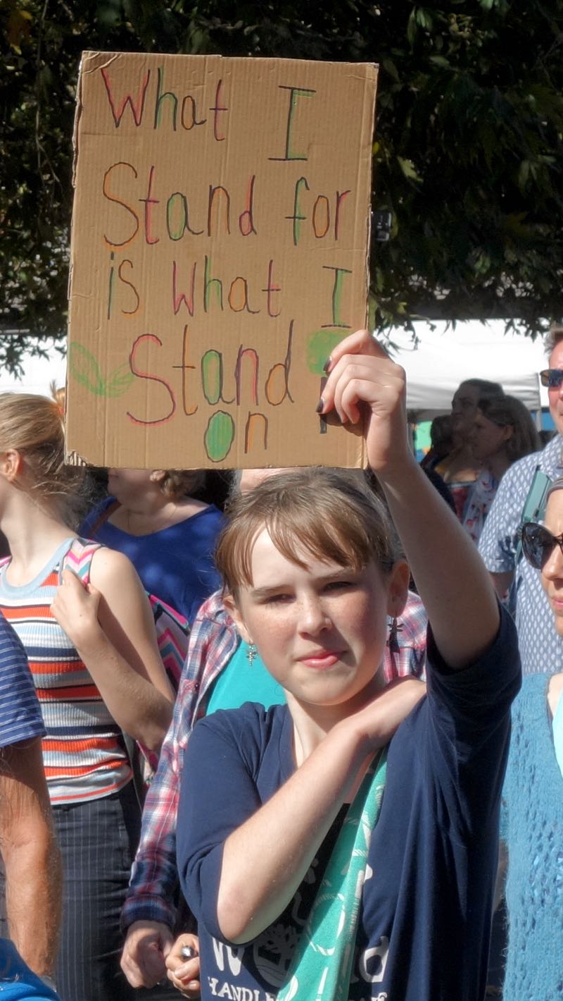 Exeter Global Climate Strike South Street girl holding placard