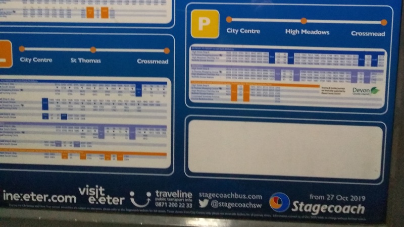 A Stagecoach timetable panel with a blank space supplied for Country Bus service information