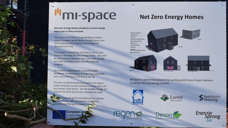 Exeter net zero carbon housing pilot project Mi-Space sign