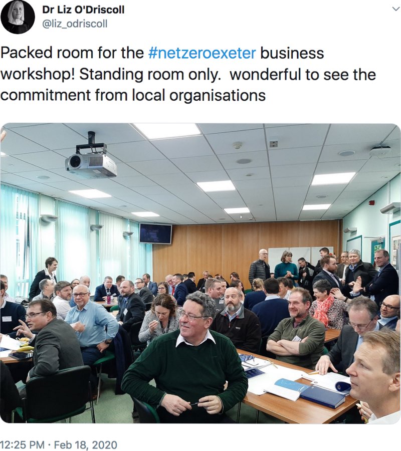Exeter City Futures Net Zero business workshop tweet