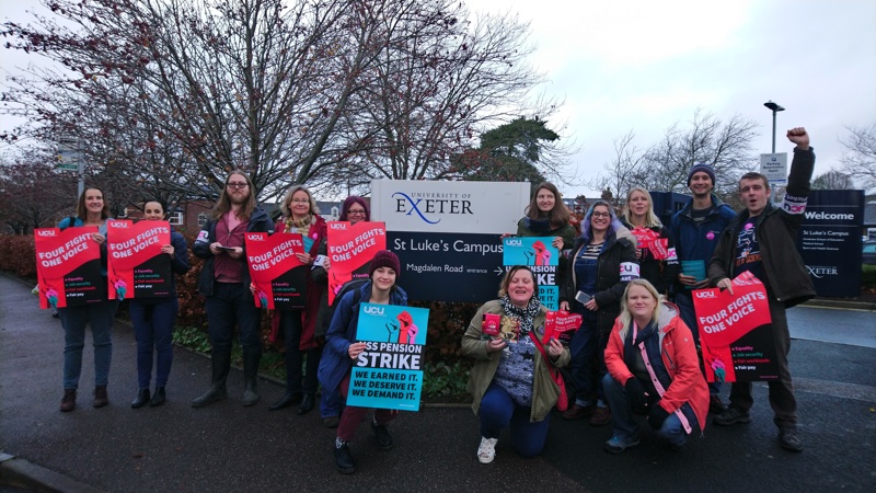 Exeter University & College Union strike picket at St Luke's campus