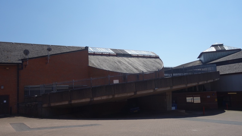 Guildhall car park ramp rear view at Harlequins shopping centre