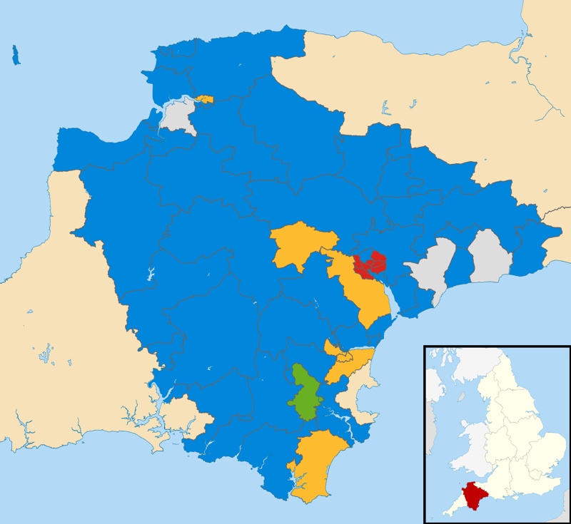 2017 Devon County Council election results map