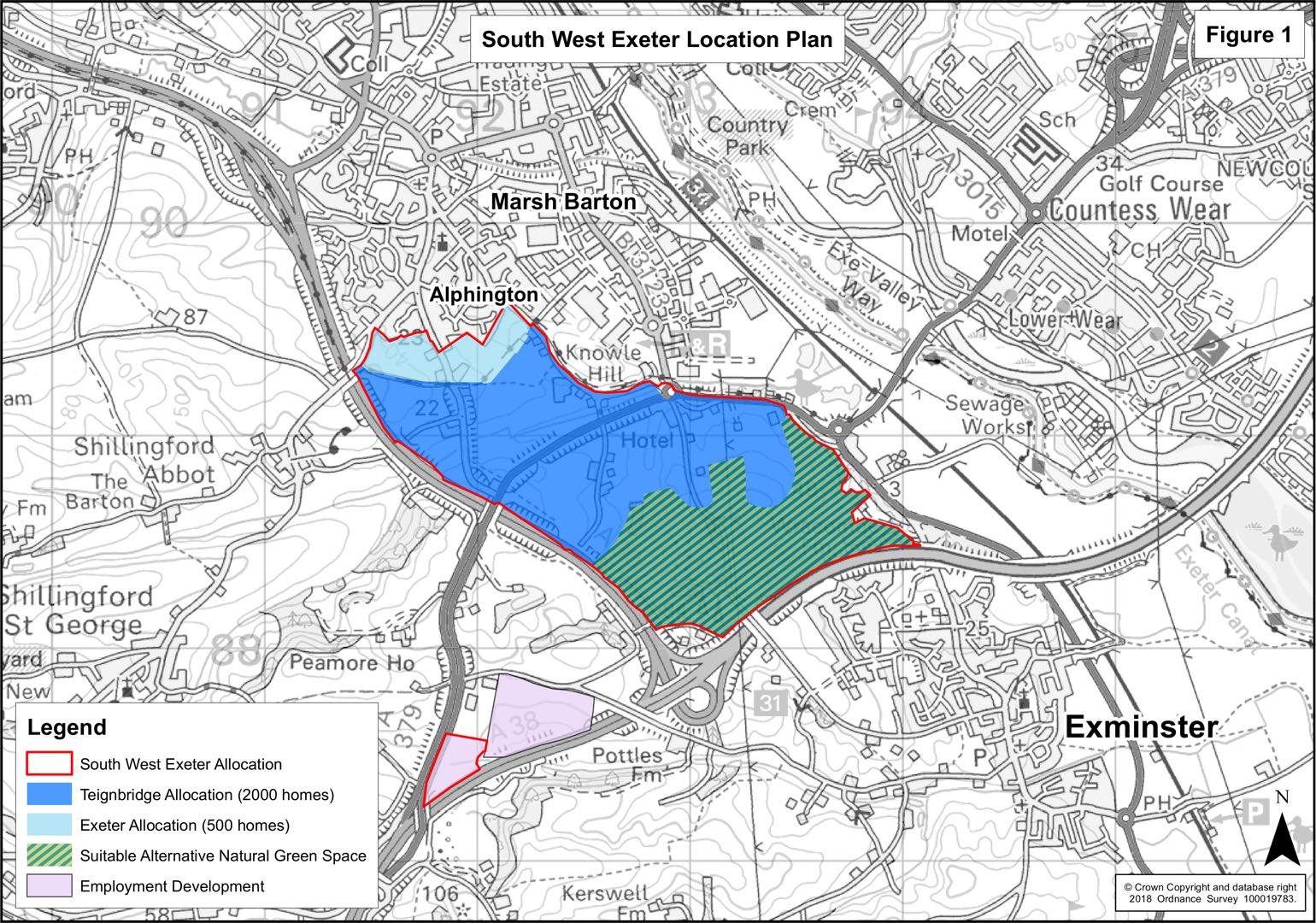 South West Exeter development location map