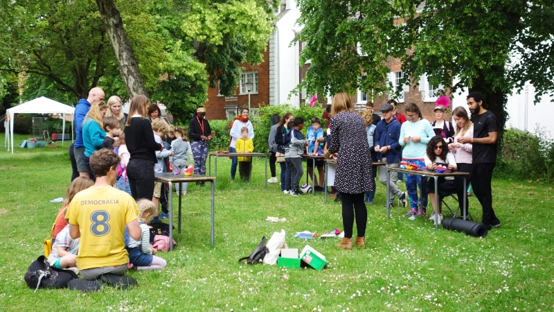 Kinder Exeter festival origami workshop in Southernhay