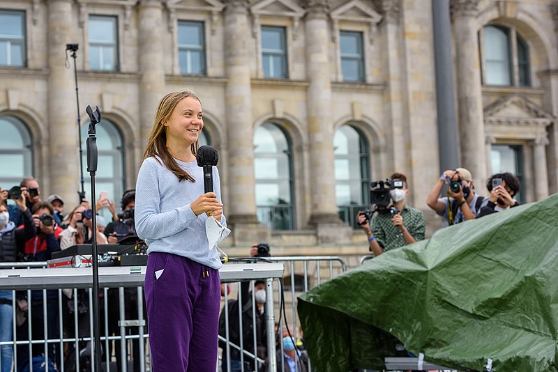 Greta Thunberg outside the Berlin Reichstag in September 2021