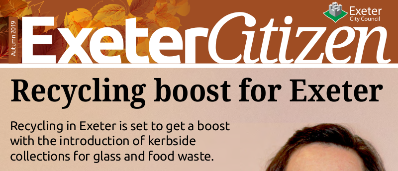 Front cover cutting from Autumn 2019 edition of Exeter Citizen published by Exeter City Council