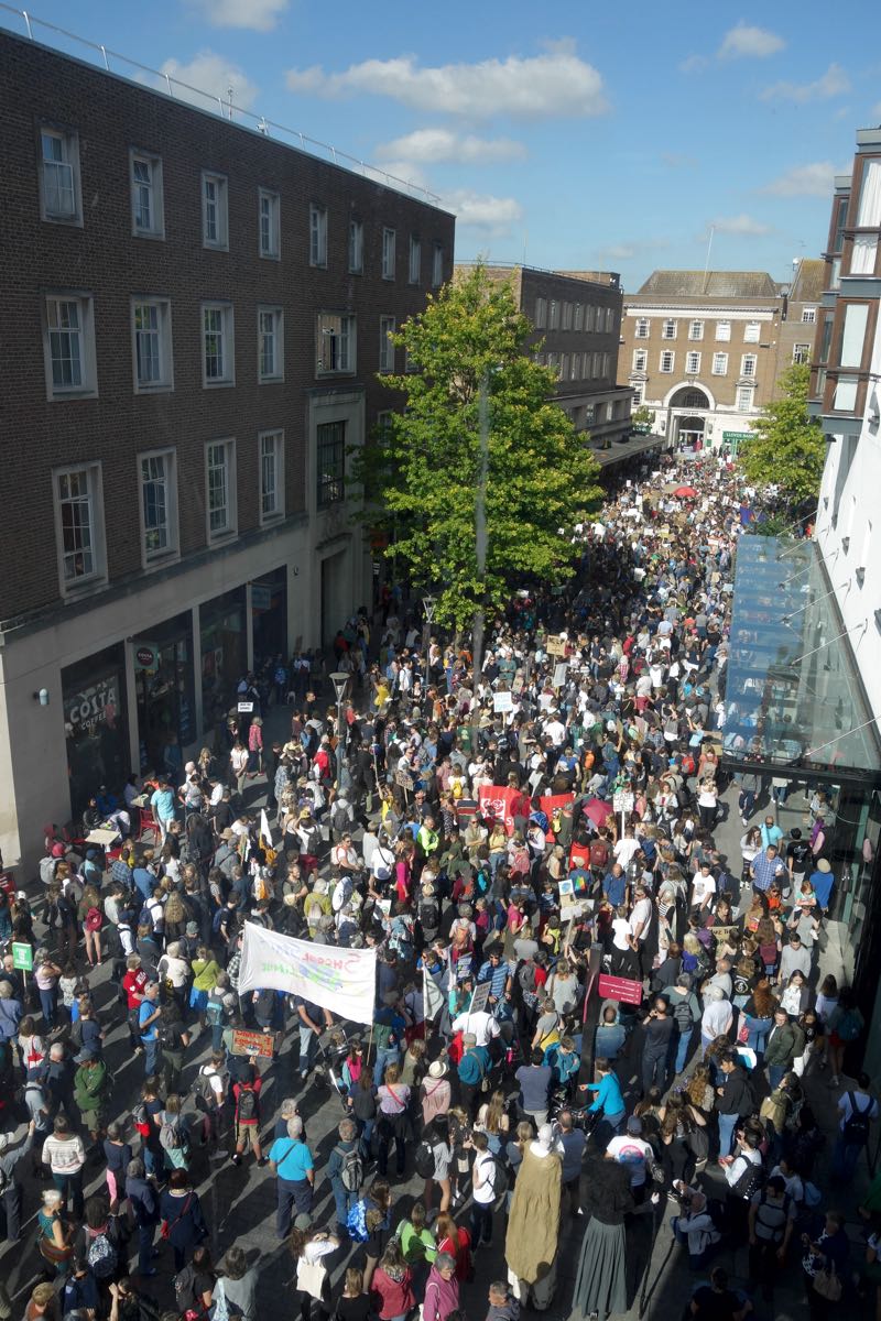 Exeter global climate strike fills Bedford Street in September 2019