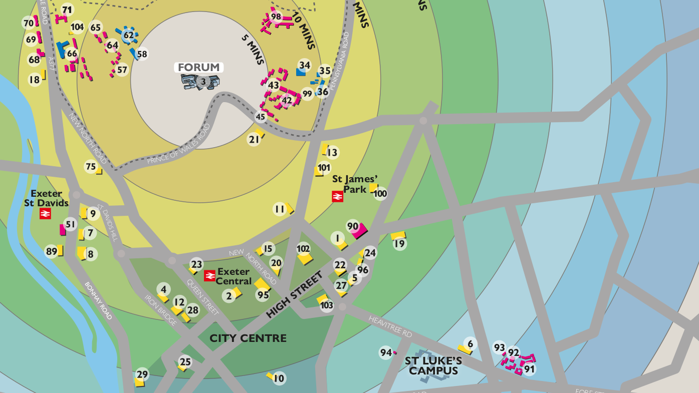 Exeter Purpose Built Student Accommodation map