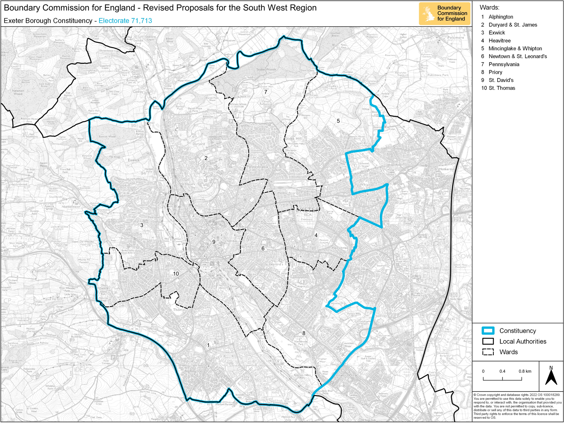 Exeter borough constituency boundary changes final proposals map