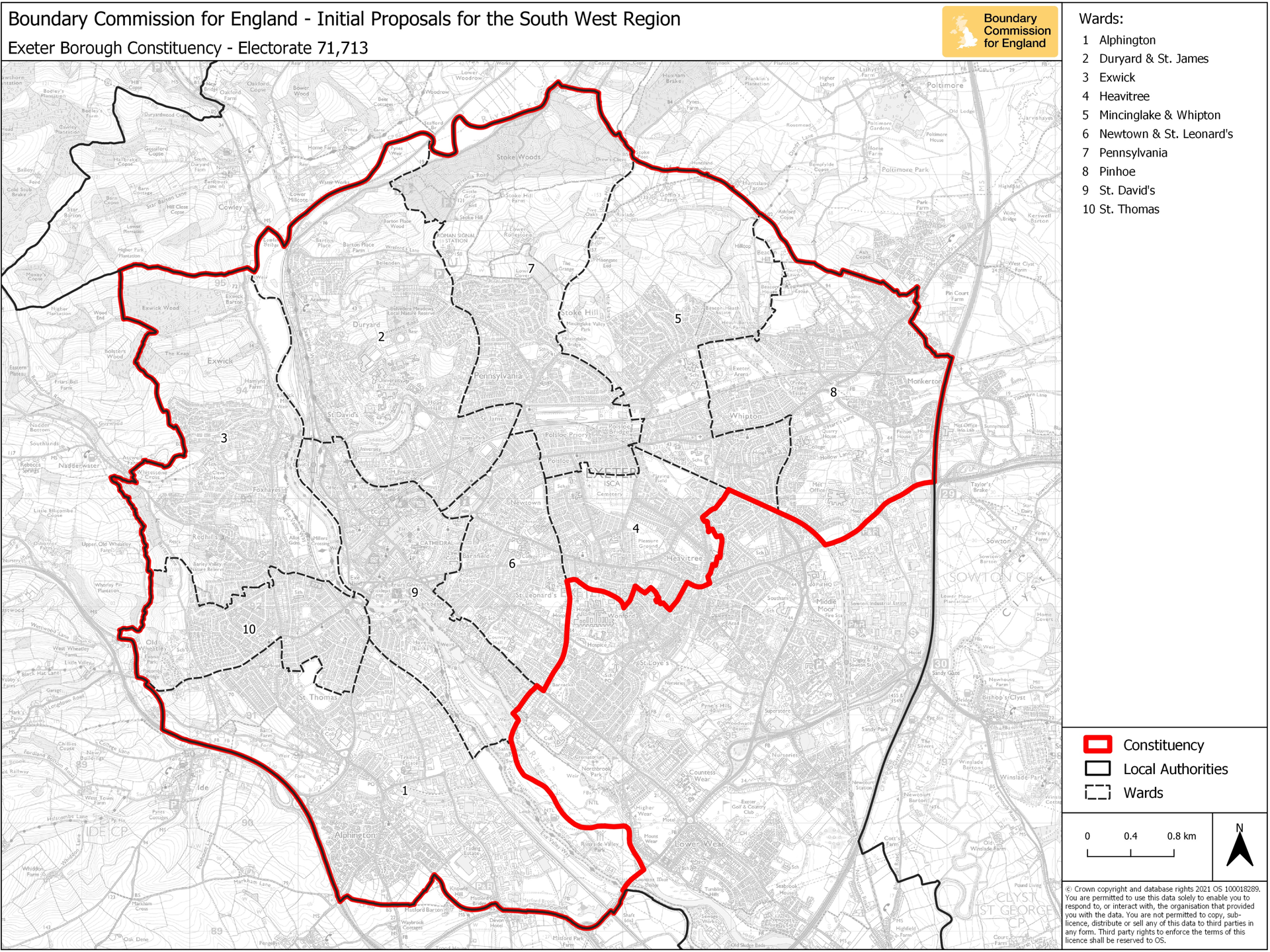 Exeter borough constituency boundary changes initial proposals map
