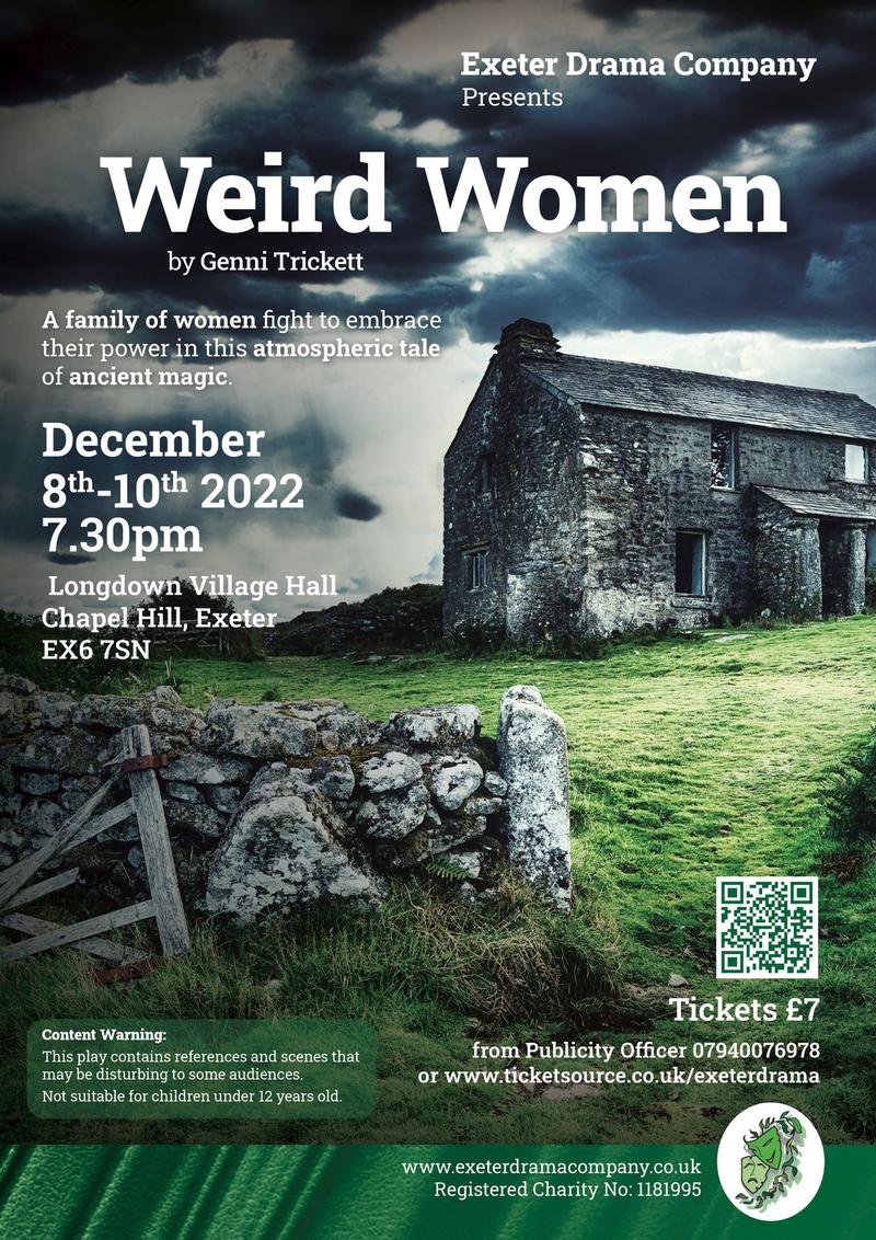 Weird Women by Exeter Drama Company, Thursday 8 to Saturday 10 December 2022 at Longdown Village Hall