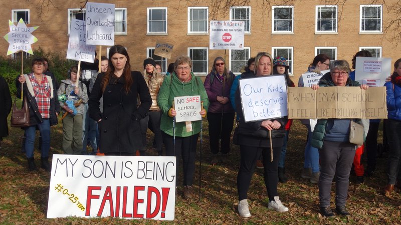 Special educational needs and disabilities protesters at County Hall