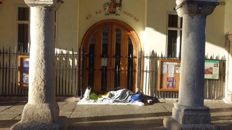 Rough sleeping at Exeter Guildhall