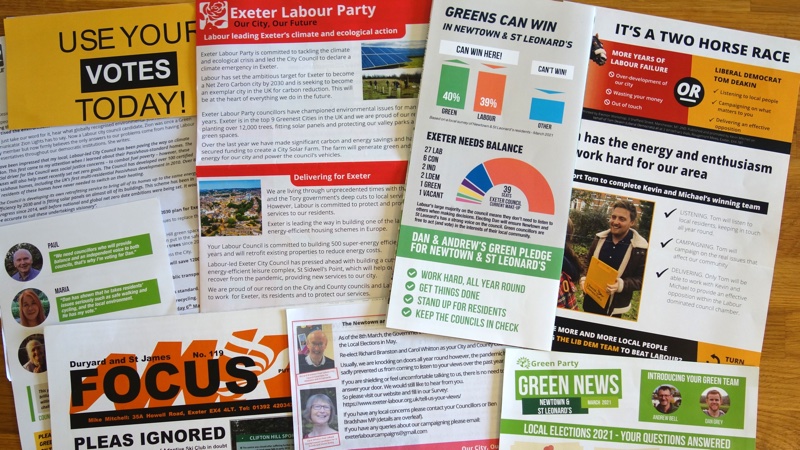 Exeter local elections campaign materials