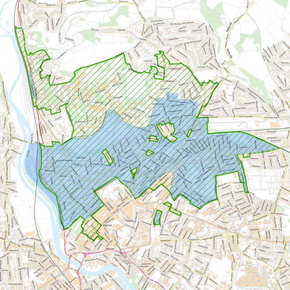 Exeter City Council Article 4 direction area consultation option 2 map