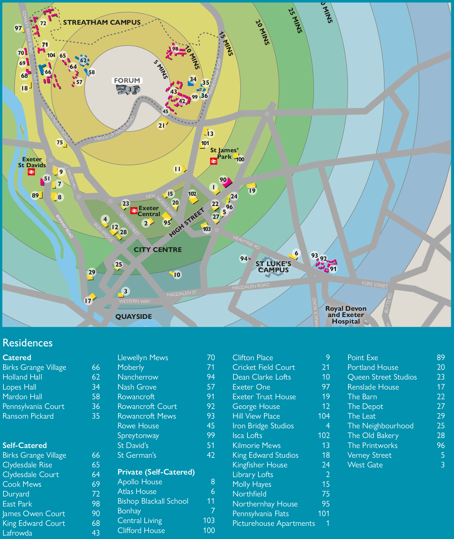 Exeter PBSA map