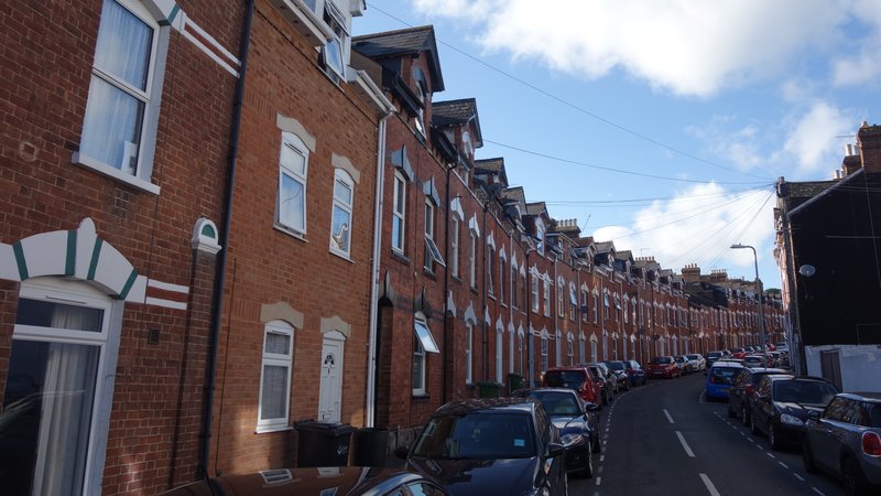 Residential housing stock in use as student HMOs - Victoria Street in St James, Exeter