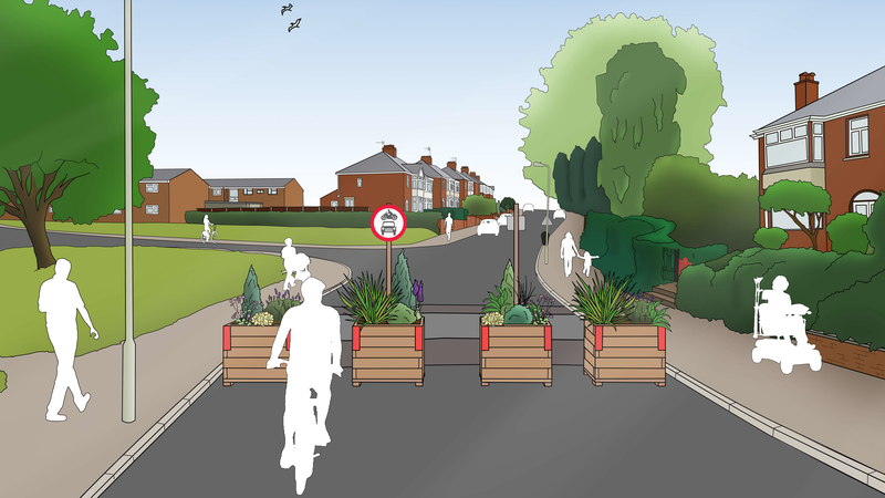 Heavitree and Whipton Active Streets modal filter illustration