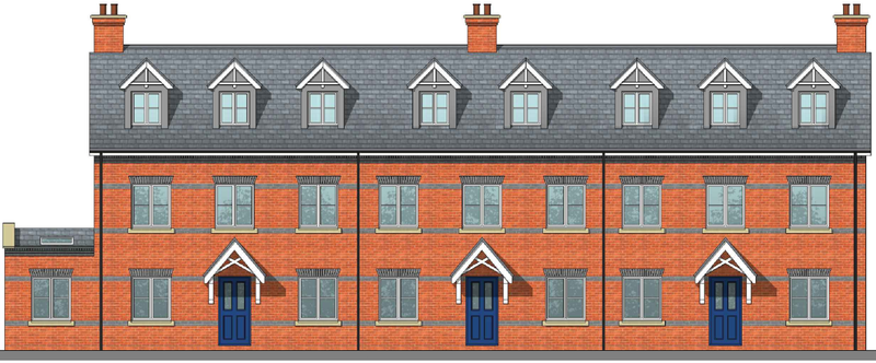 Illustrative front elevation of purpose built student accommodation block refused planning permission