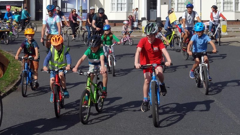 Kidical Mass riders at the third Exeter event last September