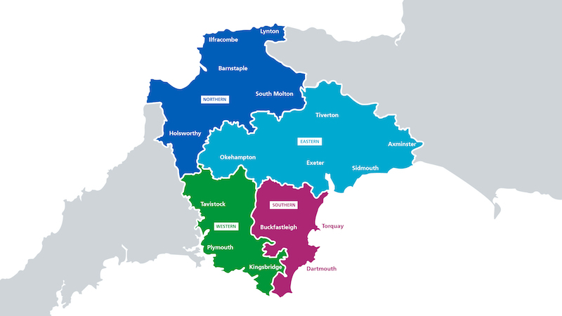 NHS Devon map