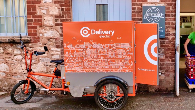 Co-Delivery cargo bike in Exeter canal basin (promotional image)