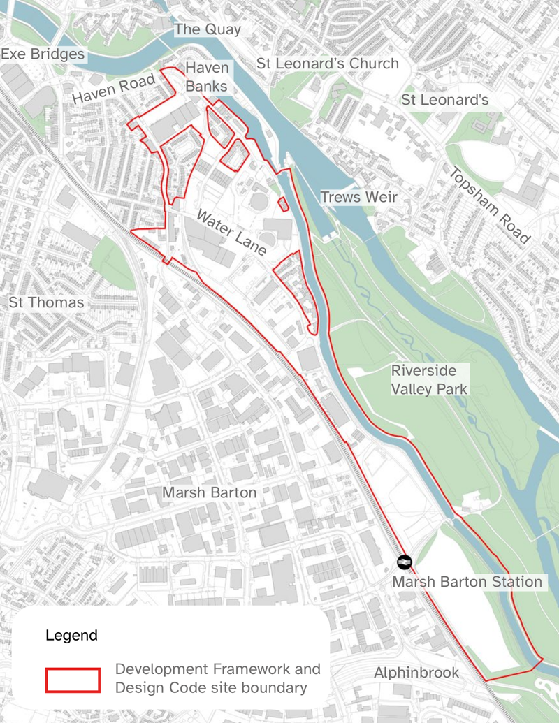 Water Lane SPD development framework and design code site boundary map