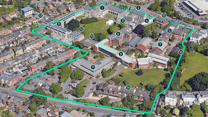 University of Exeter St Luke's campus boundary aerial view