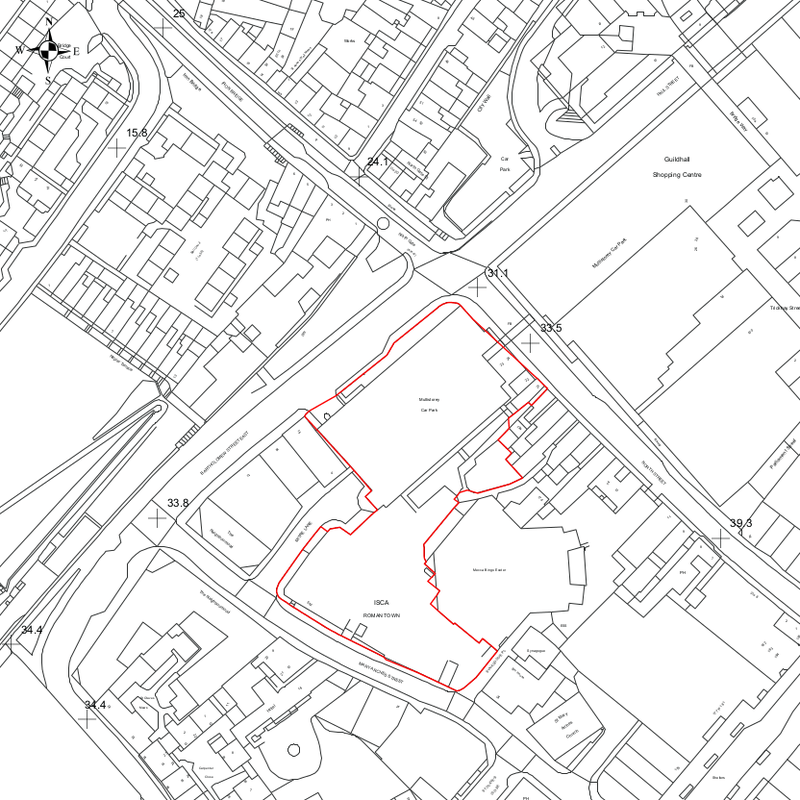 Mary Arches Street car park development site sale boundary map