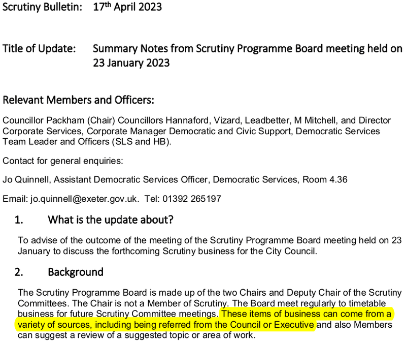 Scrutiny Programme Board notes 23 January 2023