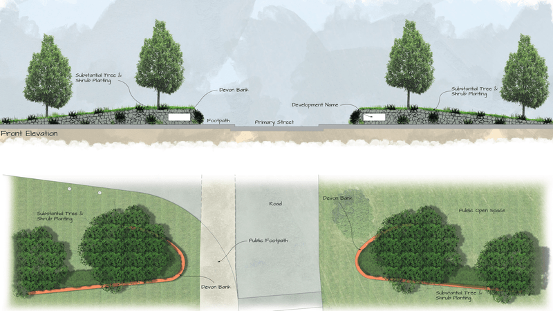 Devon banks design for Juniper Green development site entrance