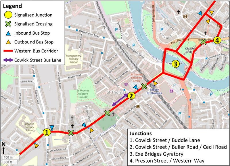 Exeter Western bus corridor map