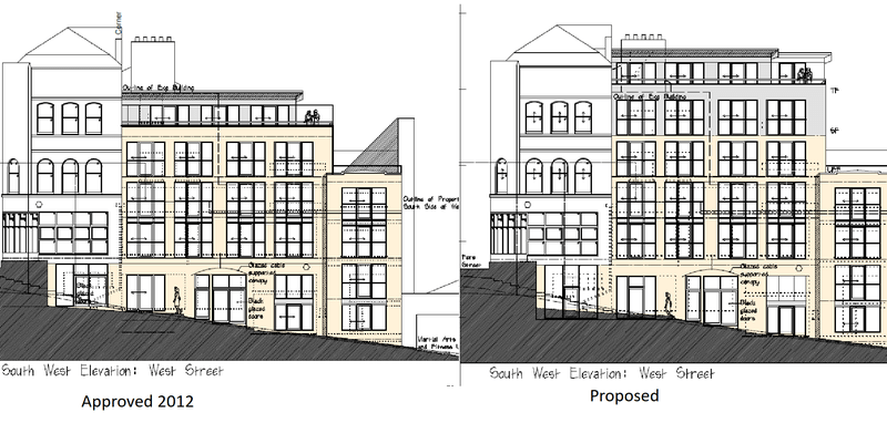Original vs revised scheme West Street elevations