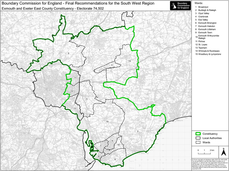 Exmouth & Exeter East county constituency boundary changes