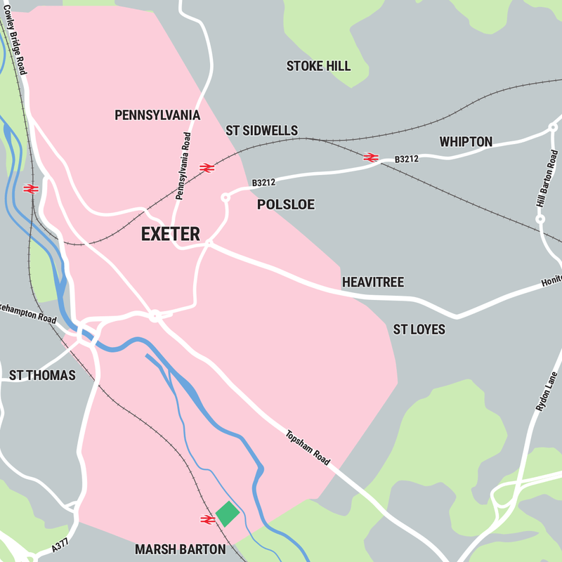 Illustrative district heating network maximum extent map