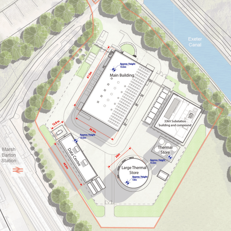 Illustrative district heating plant site layout plan