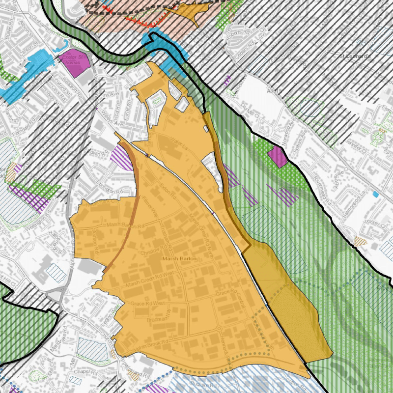 New Exeter Local Plan full draft proposals map excerpt, October 2023