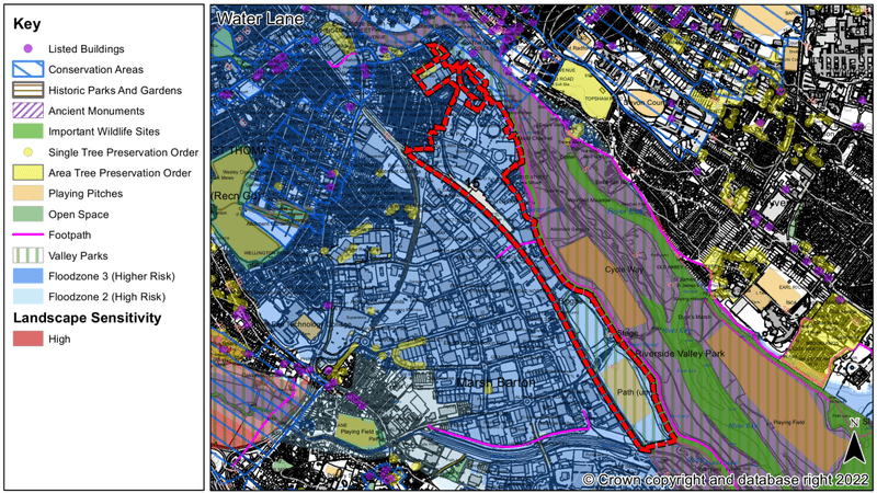 New Exeter Local Plan outline draft Water Lane redevelopment site allocation map, September 2022