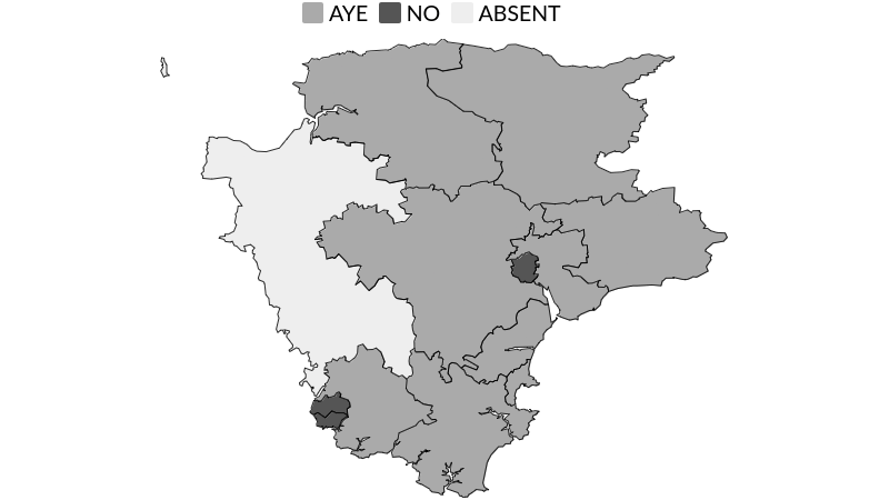 Devon MPs voting record on the winter fuel payment motion - map