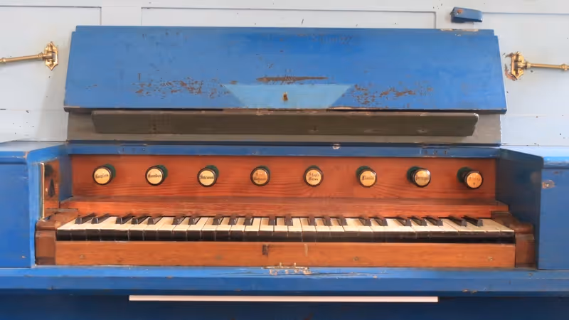 Pipe organ keyboard in St Mary's Church, Throwleigh by Andrew Abbott