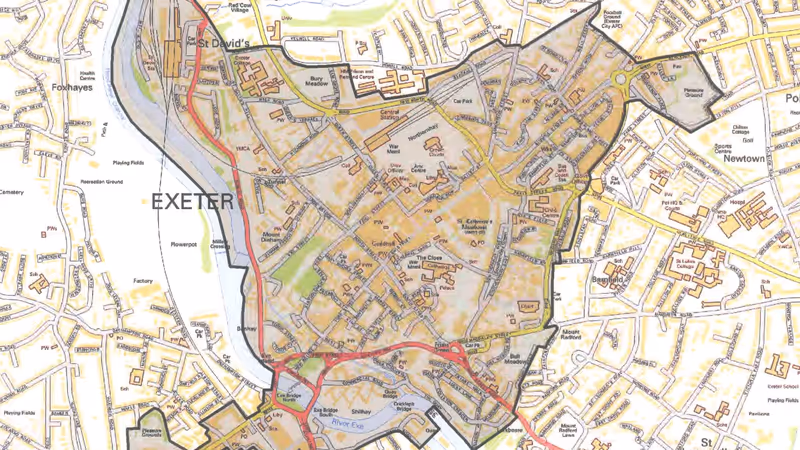 Exeter Public Spaces Protection Order boundary map