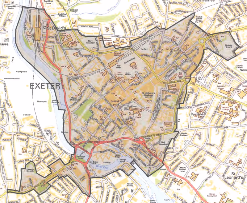 Exeter Public Spaces Protection Order boundary map